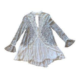 FREE PEOPLE Lace Long Sleeve Tunic Fairy Boho Medium